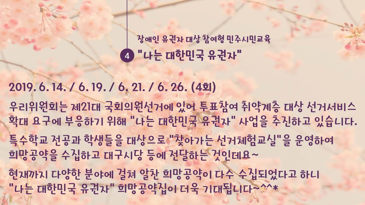 장애인 유권자 대상 참여형 민주시민교육 
