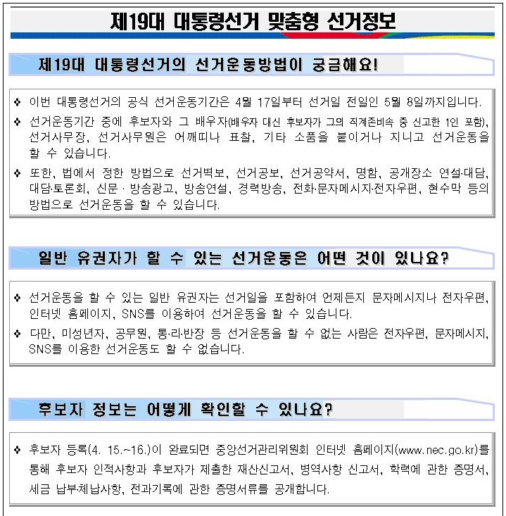  제19대 대통령선거 맞춤형 선거정보(2회차)_1 